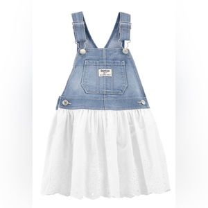 OSHKOSH Toddler Denim Eyelet Jumper Dress 2T, NWT